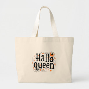 Halloween Queen, Halloqueen, Retro Halloween Art Large Tote Bag