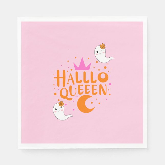 Halloween Queen, Halloqueen, Retro Halloween Art Napkin (Front)