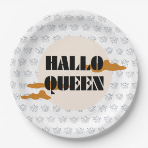 Halloween Queen, Halloqueen, Retro Halloween Art Paper Plate