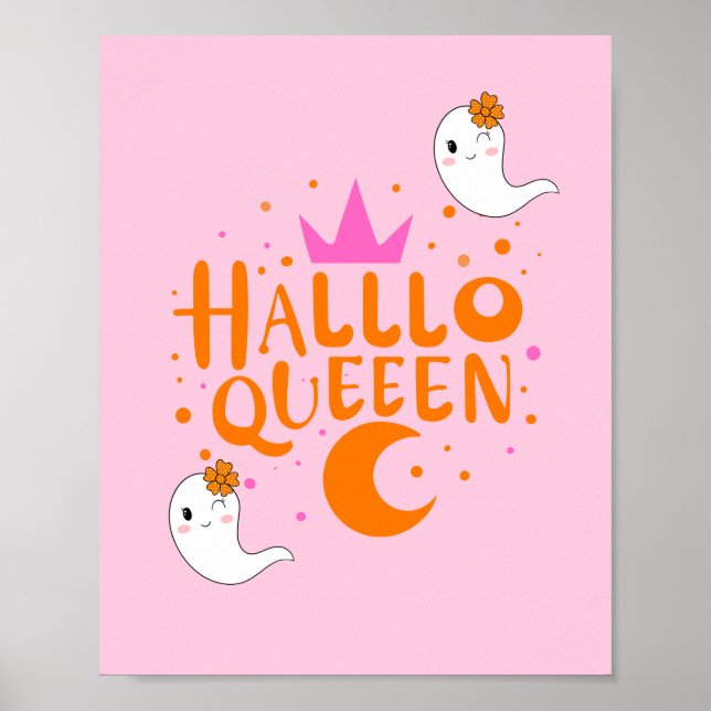 Halloween Queen, Halloqueen, Retro Halloween Art Poster (Front)