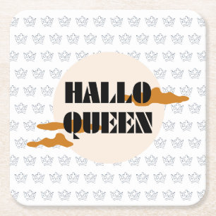 Halloween Queen, Halloqueen, Retro Halloween Art Square Paper Coaster