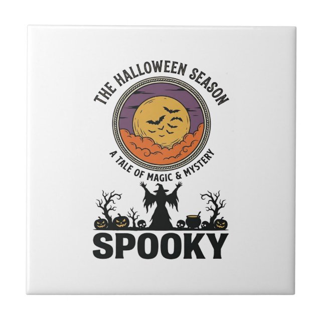 Halloween Queen Little Miss Retro Witch_1 Ceramic Tile (Front)