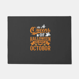 Halloween Queens Born in October Vintage Typograph Doormat