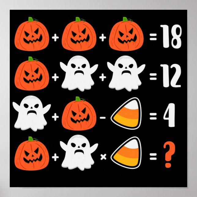 Halloween Quiz Math Teacher Poster (Front)