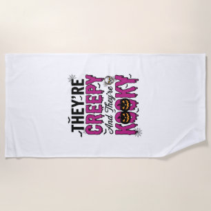Halloween Quote Creepy Kooky Spooky Vintage_1 Beach Towel
