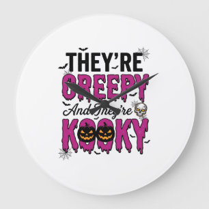 Halloween Quote Creepy Kooky Spooky Vintage_1 Large Clock