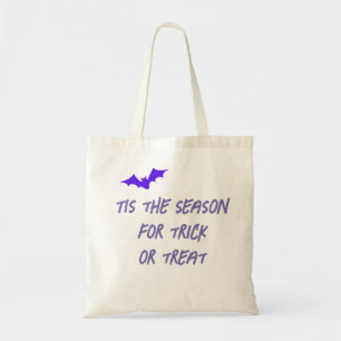 Halloween Quote & Purple Bat Modern Trick Or Treat Tote Bag