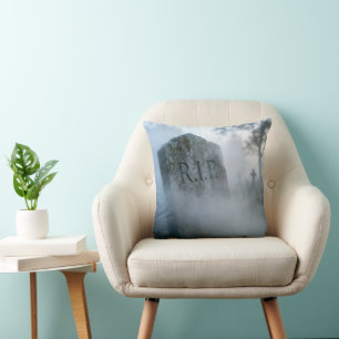 Halloween R.I.P. Tombstone in Mist Cushion