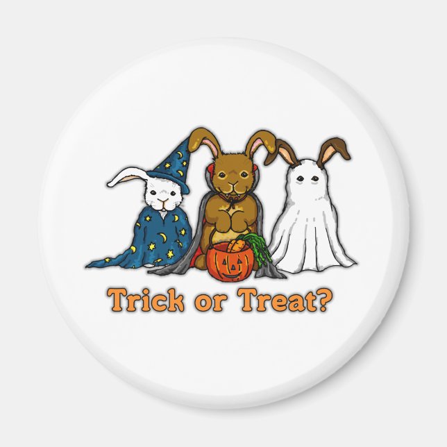 Halloween Rabbits Trick or Treating Magnet (Front)