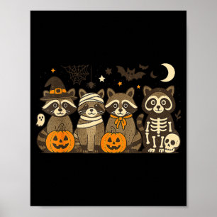 Halloween Raccoon Costumes Ghost Witch Mummy Men W Poster