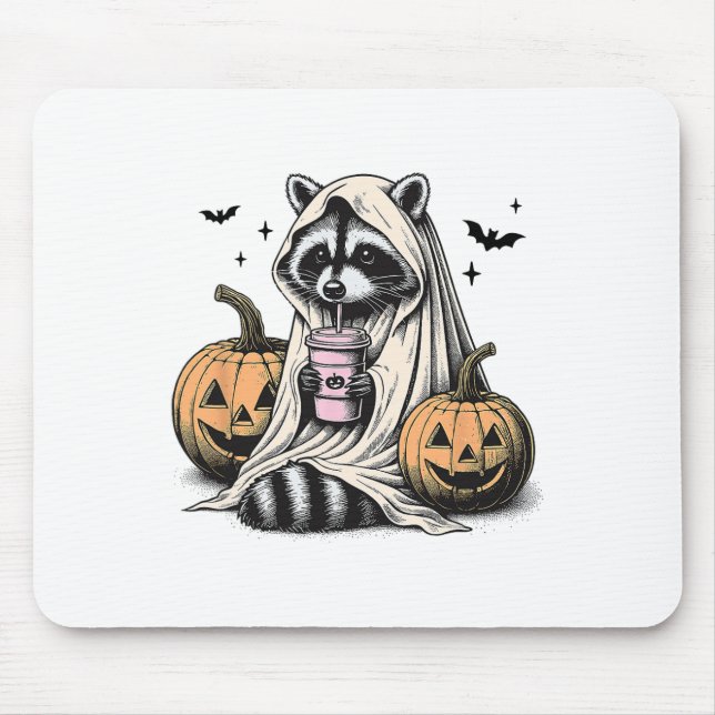 Halloween Racoon Ghost  Mouse Pad (Front)