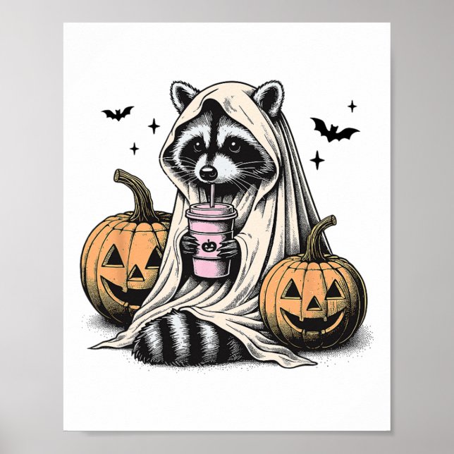 Halloween Racoon Ghost  Poster (Front)