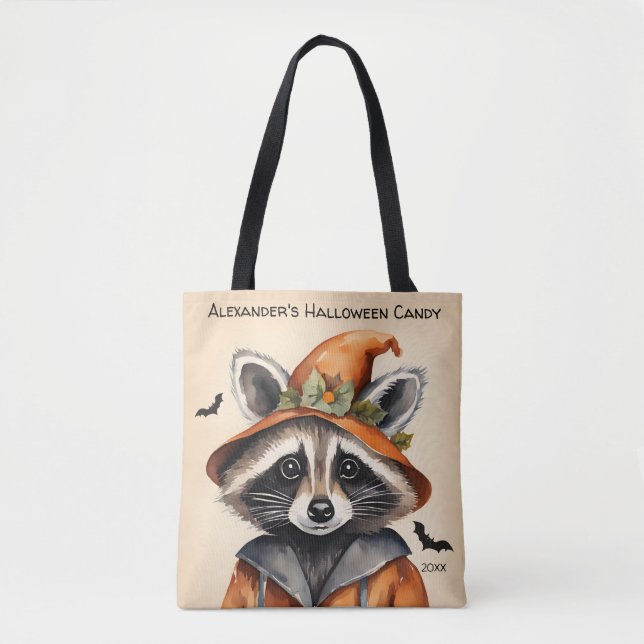 Halloween Racoon Personalised  Tote Bag (Front)