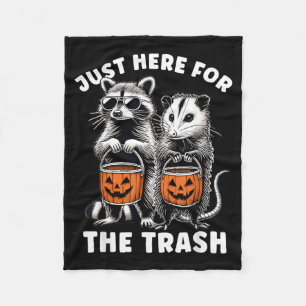Halloween Racoon Possum Here for The Trash Fleece Blanket
