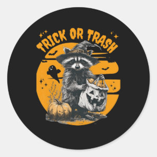 Halloween Racoon Trick Or Trash Retro Raccoons Vi Classic Round Sticker