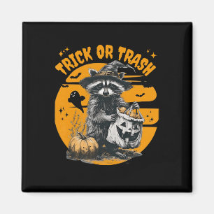 Halloween Racoon Trick Or Trash Retro Raccoons Vi Magnet