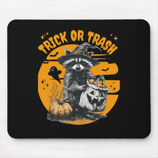 Halloween Racoon Trick Or Trash Retro Raccoons Vi Mouse Pad (Front)