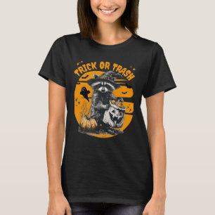 Halloween Racoon Trick Or Trash Retro Raccoons Vi T-Shirt