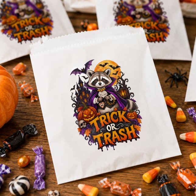 Halloween Racoon Trick or Trash Vampire Favour Bag (Creator Uploaded)