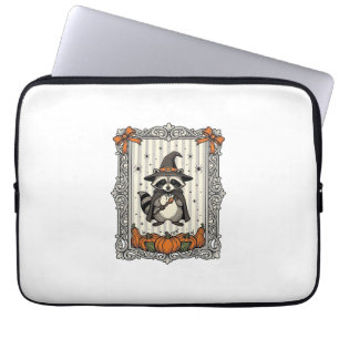 Halloween Racoon Witch Pumpkin Vintage Cute_1 Laptop Sleeve