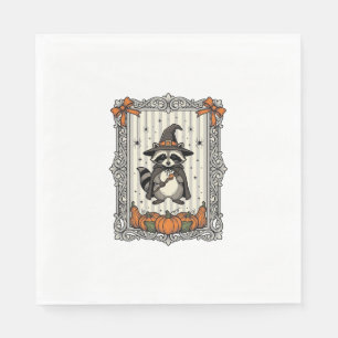 Halloween Racoon Witch Pumpkin Vintage Cute_1 Napkin