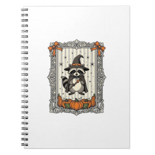Halloween Racoon Witch Pumpkin Vintage Cute_1 Notebook