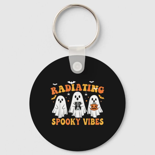 Halloween Radiating Spooky Vibes Ghost X-ray Radio Key Ring (Front)