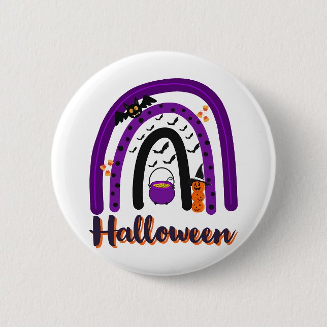 halloween rainbow 6 cm round badge (Front)