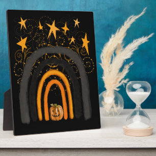 Halloween Rainbow   Pumpkin, Swirls and Stars Plaque