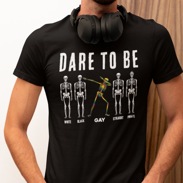Halloween Rainbow Skeleton Dab Dare To Be Game Tri-Blend Shirt (Halloween Skeletons Dare to be Gay Colorful Black T-Shirt)