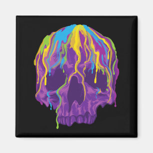 Halloween Rainbow Skeleton Head Melting Skull Magnet