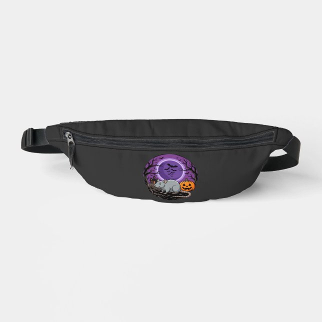 Halloween Rat Moonlit Pumpkin Vector Design Bum Bags (Front)