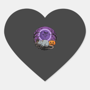 Halloween Rat Moonlit Pumpkin Vector Design Heart Sticker