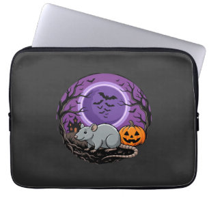 Halloween Rat Moonlit Pumpkin Vector Design Laptop Sleeve