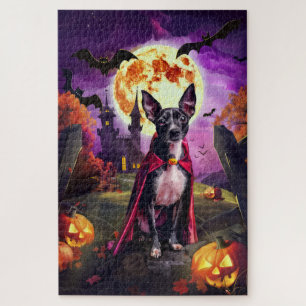 Halloween Rat Terrier Vampire Pumpkins Scary Jigsaw Puzzle