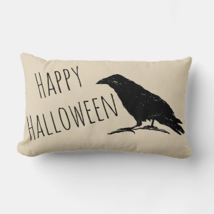 Halloween Raven Black Fall Throw Pillow
