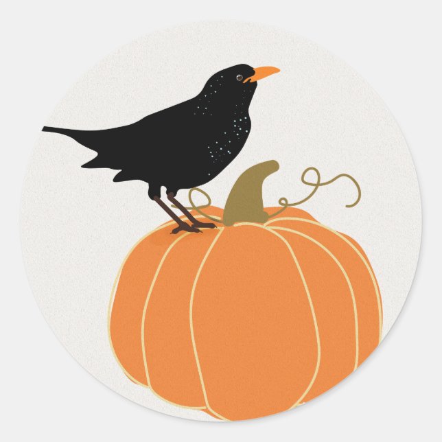 Halloween Raven Crow Classic Round Sticker (Front)