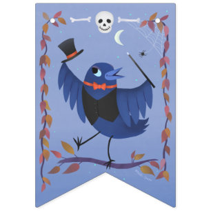 Halloween Raven Crow Moon Blue Bunting