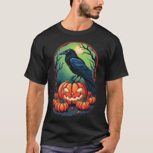 Halloween Raven in a Pumpkin Patch T-Shirt
