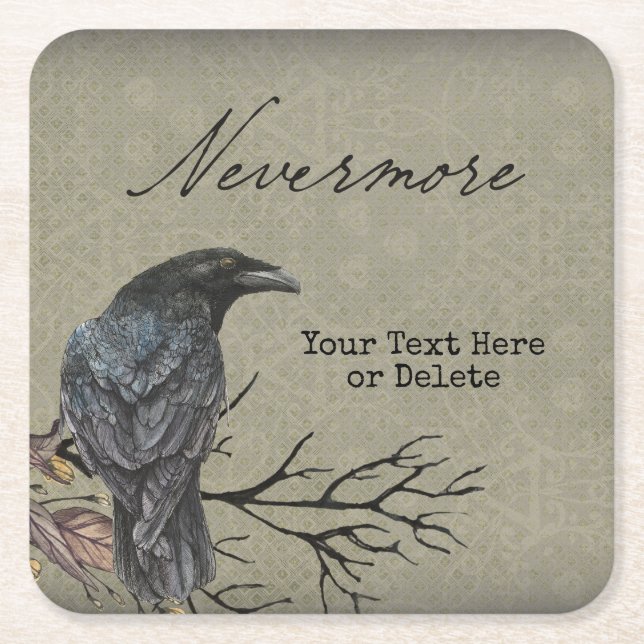 Halloween Raven Nevermore Paper Coaster (Front)