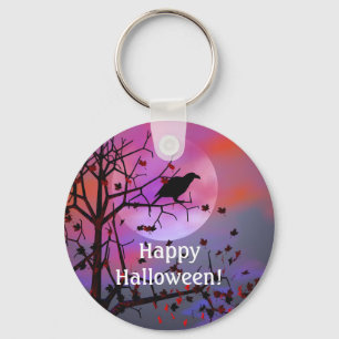 Halloween Raven Night Key Ring