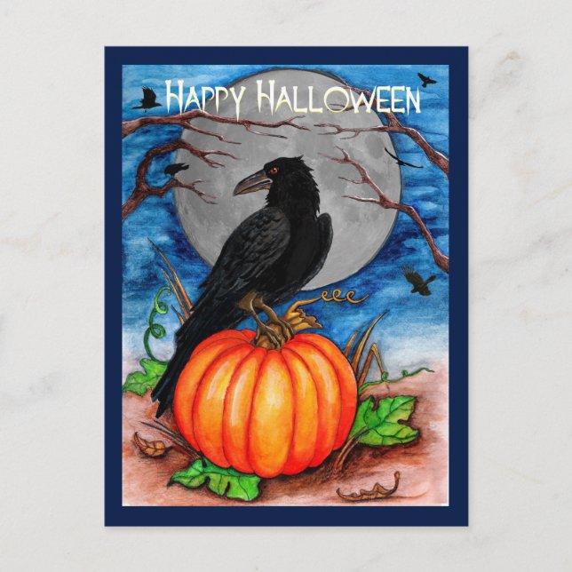 Halloween Raven Postcard (Front)