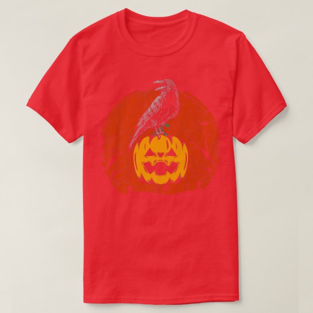 Halloween Raven Red Moon Spooky Night 266 T-Shirt (Design Front)