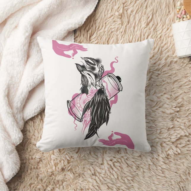 Halloween Raven soft &Potion Bottles Throw Pillow (Blanket)