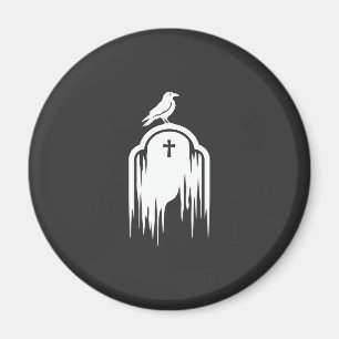 Halloween Raven Tombstone Silhouette Design Magnet