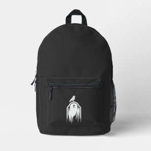 Halloween Raven Tombstone Silhouette Design Printed Backpack