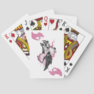 Halloween Raven with Lotus Hands Art Playing Card