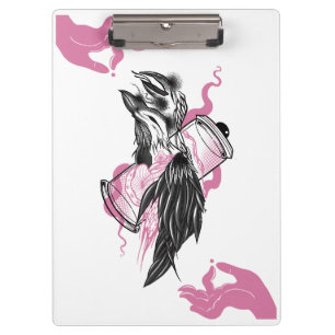 Halloween Raven with Lotus Hands Art Spiral Notebo Clipboard