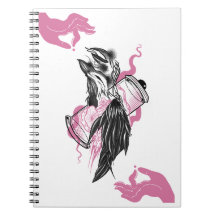 Halloween Raven with Lotus Hands Art Spiral Notebo