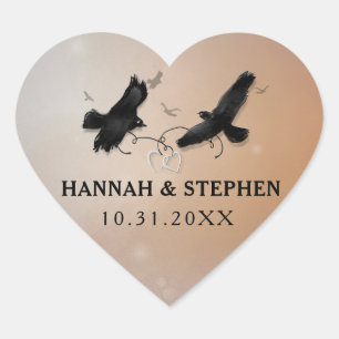 Halloween Ravens with Hearts Wedding Heart Heart Sticker